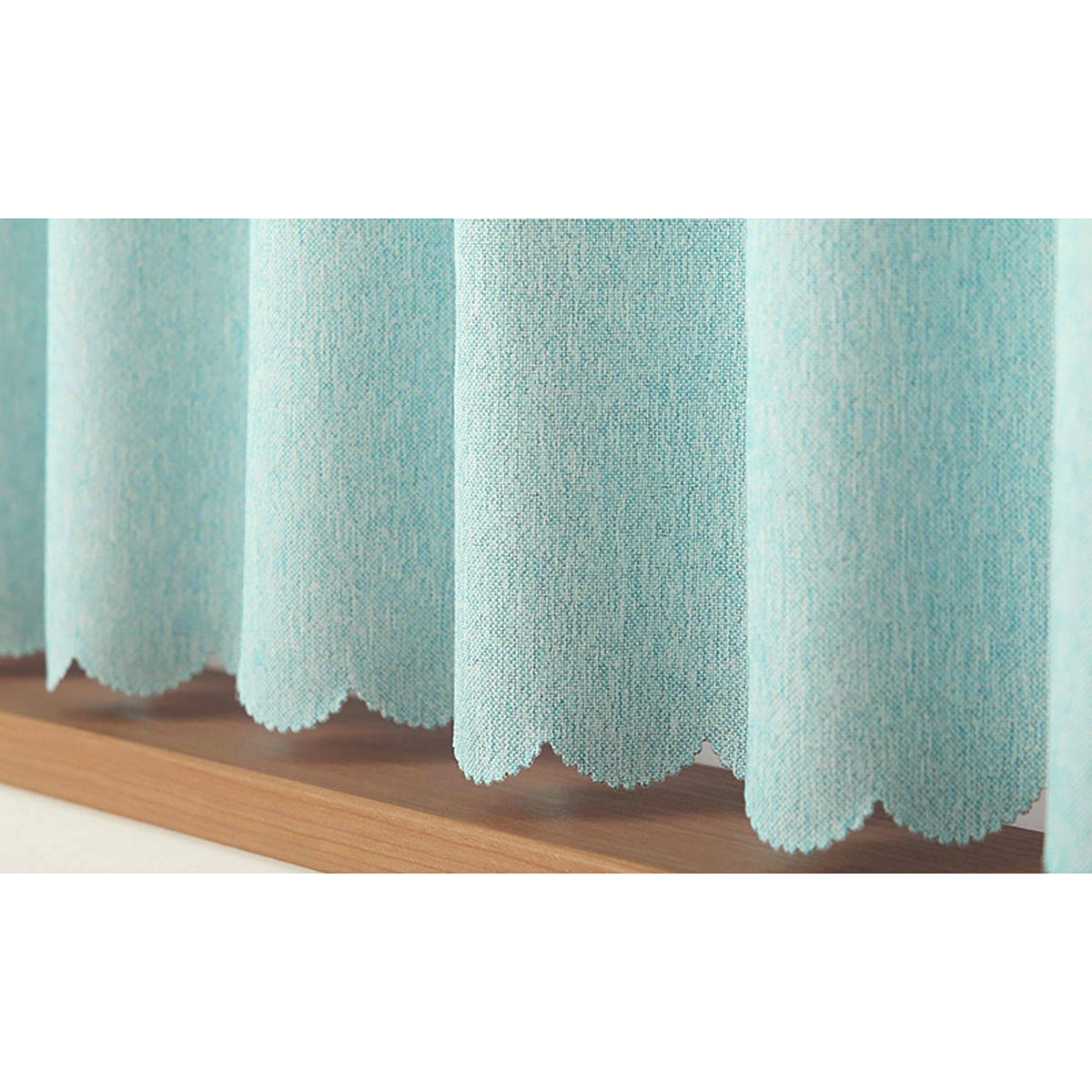 【1級遮光防炎カフェカーテン】ピュリー防炎カフェライトブルー　巾145×丈70cm