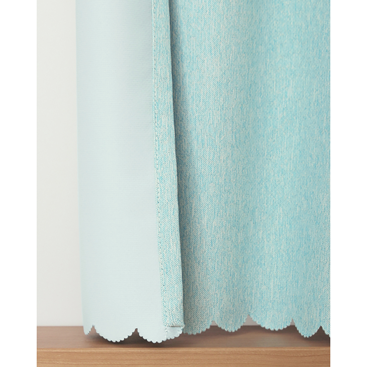 【1級遮光防炎カフェカーテン】ピュリー防炎カフェライトブルー　巾145×丈70cm