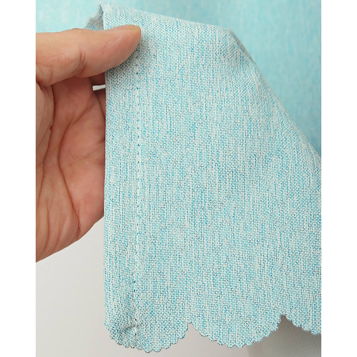 【1級遮光防炎カフェカーテン】ピュリー防炎カフェライトブルー　巾145×丈70cm