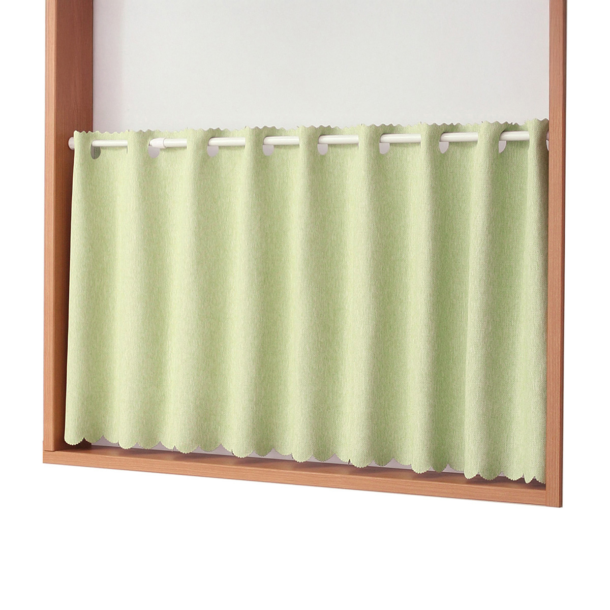 【1級遮光防炎カフェカーテン】ピュリー防炎カフェライトグリーン　巾145×丈90cm
