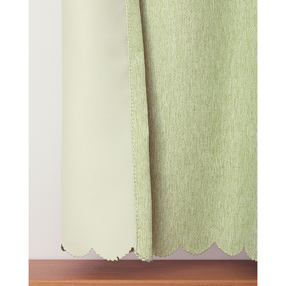 【1級遮光防炎カフェカーテン】ピュリー防炎カフェライトグリーン　巾145×丈90cm