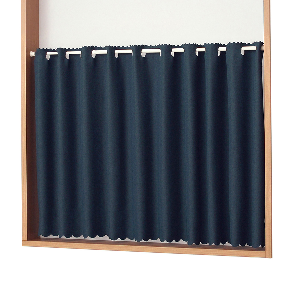 【1級遮光防炎カフェカーテン】ピュリー防炎カフェネイビー　巾145×丈50cm