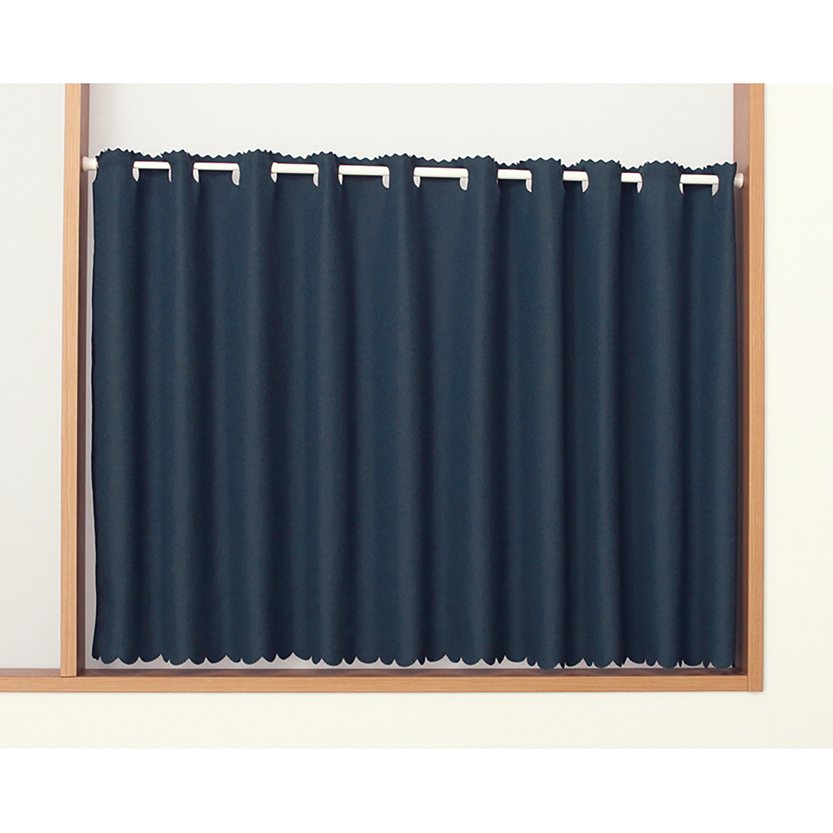 【1級遮光防炎カフェカーテン】ピュリー防炎カフェネイビー　巾145×丈90cm