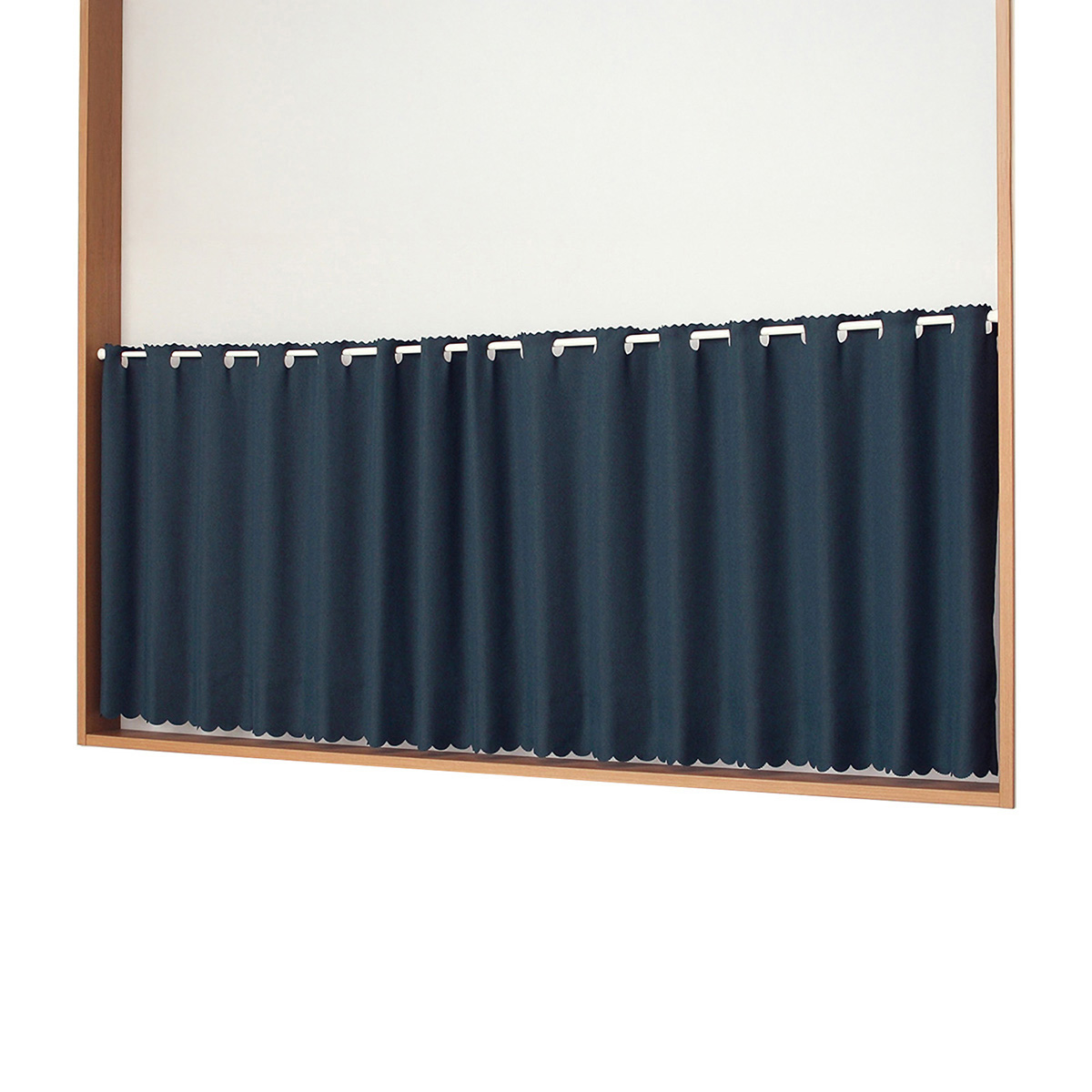 【1級遮光防炎カフェカーテン】ピュリー防炎カフェネイビー　巾240×丈50cm