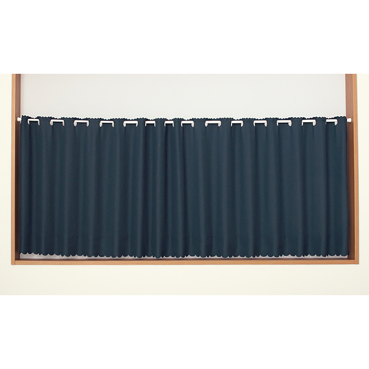 【1級遮光防炎カフェカーテン】ピュリー防炎カフェネイビー　巾240×丈70cm