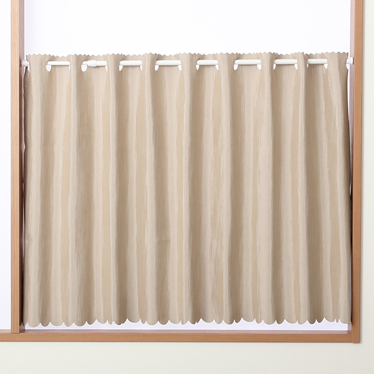 【遮光性カフェカーテン】シード防炎カフェベージュ系　巾145×丈50cm