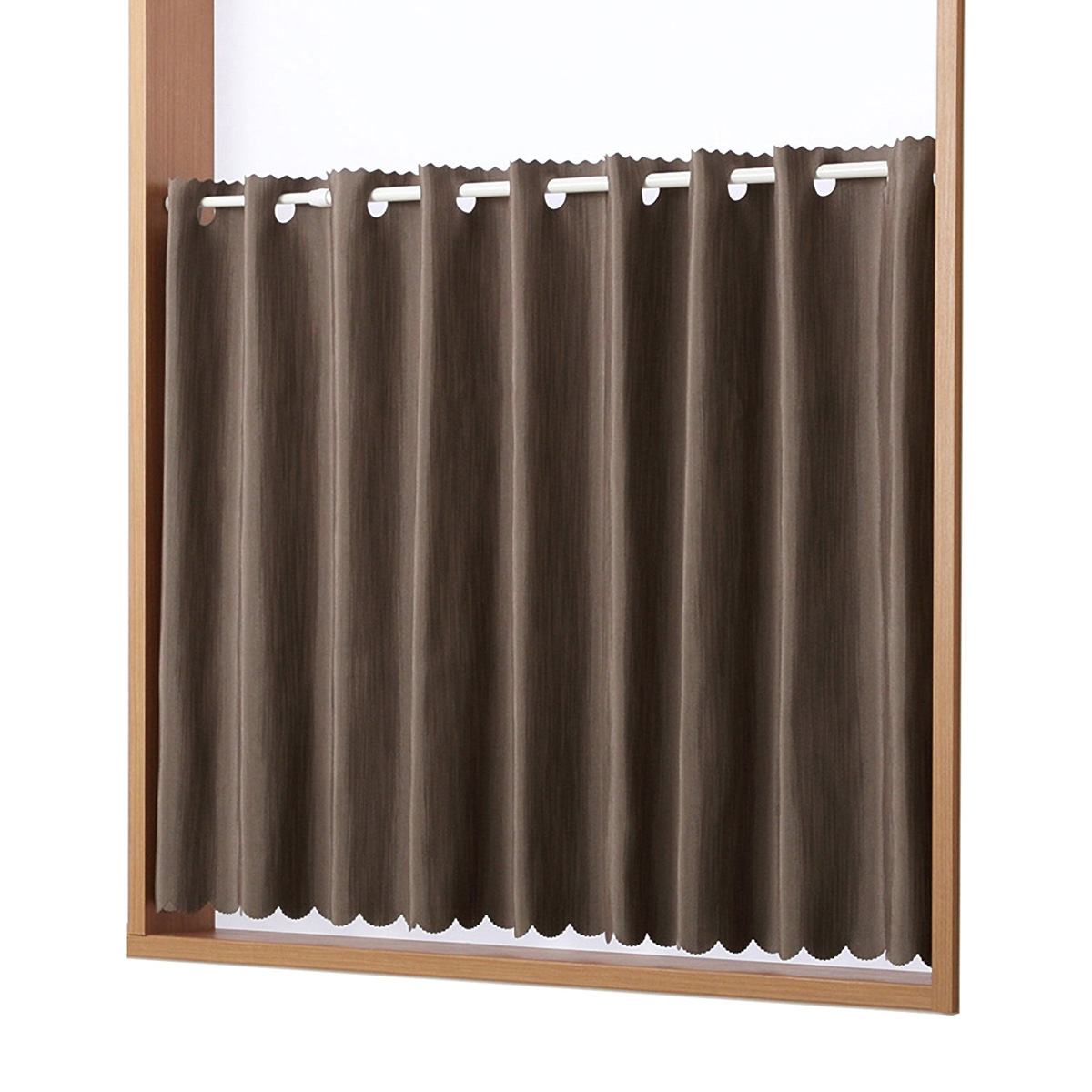 【遮光性カフェカーテン】シード防炎カフェブラウン　巾145×丈50cm
