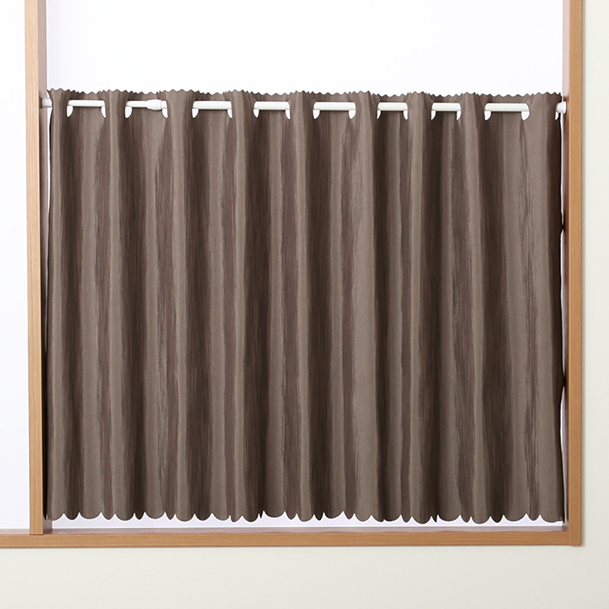 【遮光性カフェカーテン】シード防炎カフェブラウン　巾145×丈70cm