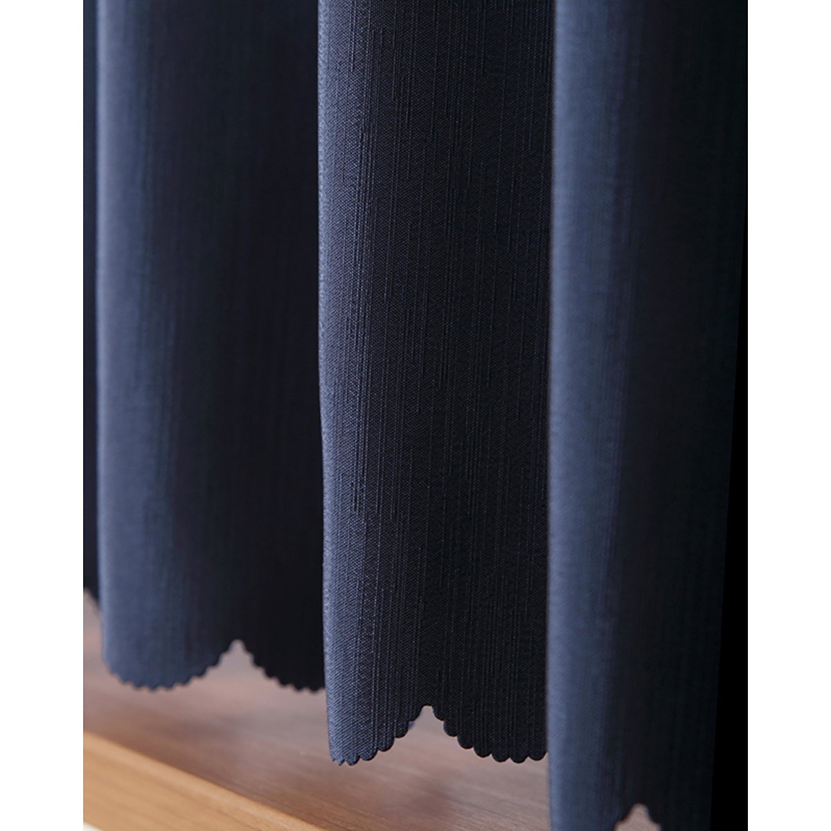 【遮光性カフェカーテン】シード防炎カフェネイビー　巾145×丈50cm