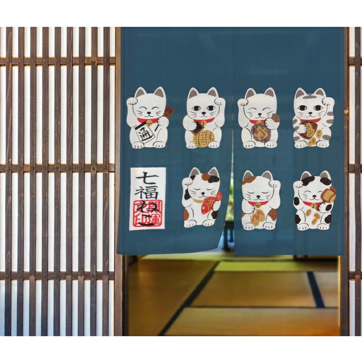 のれん】 七福ねこ 幅85×丈90cm | かぜとゆきオンラインショップ