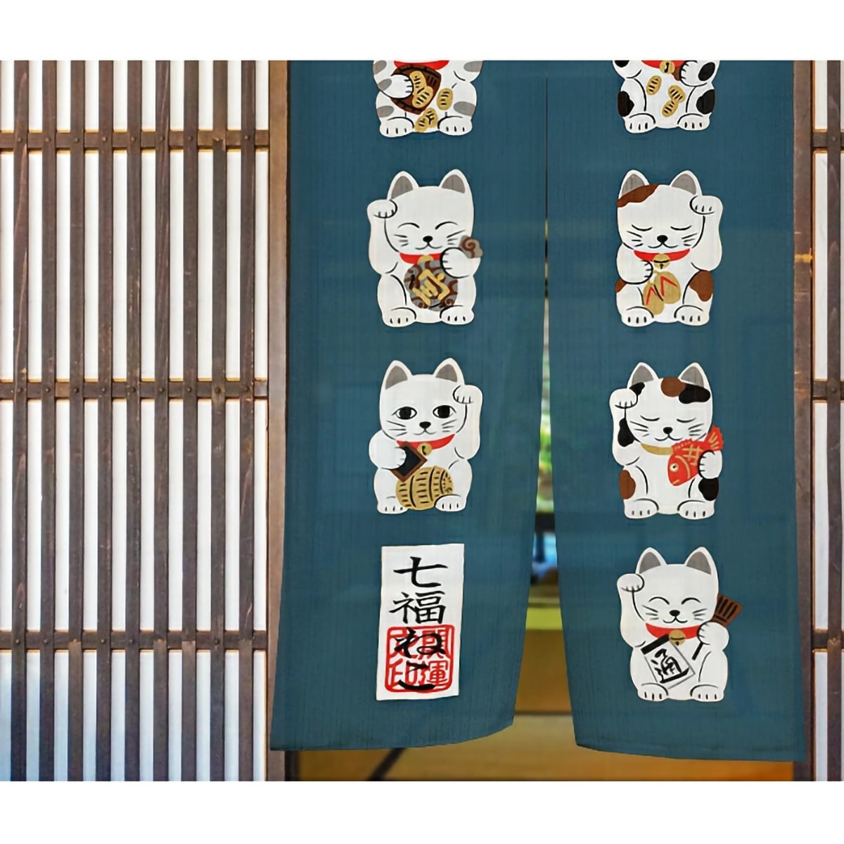 のれん】 七福ねこ 幅85×丈150cm | かぜとゆきオンラインショップ