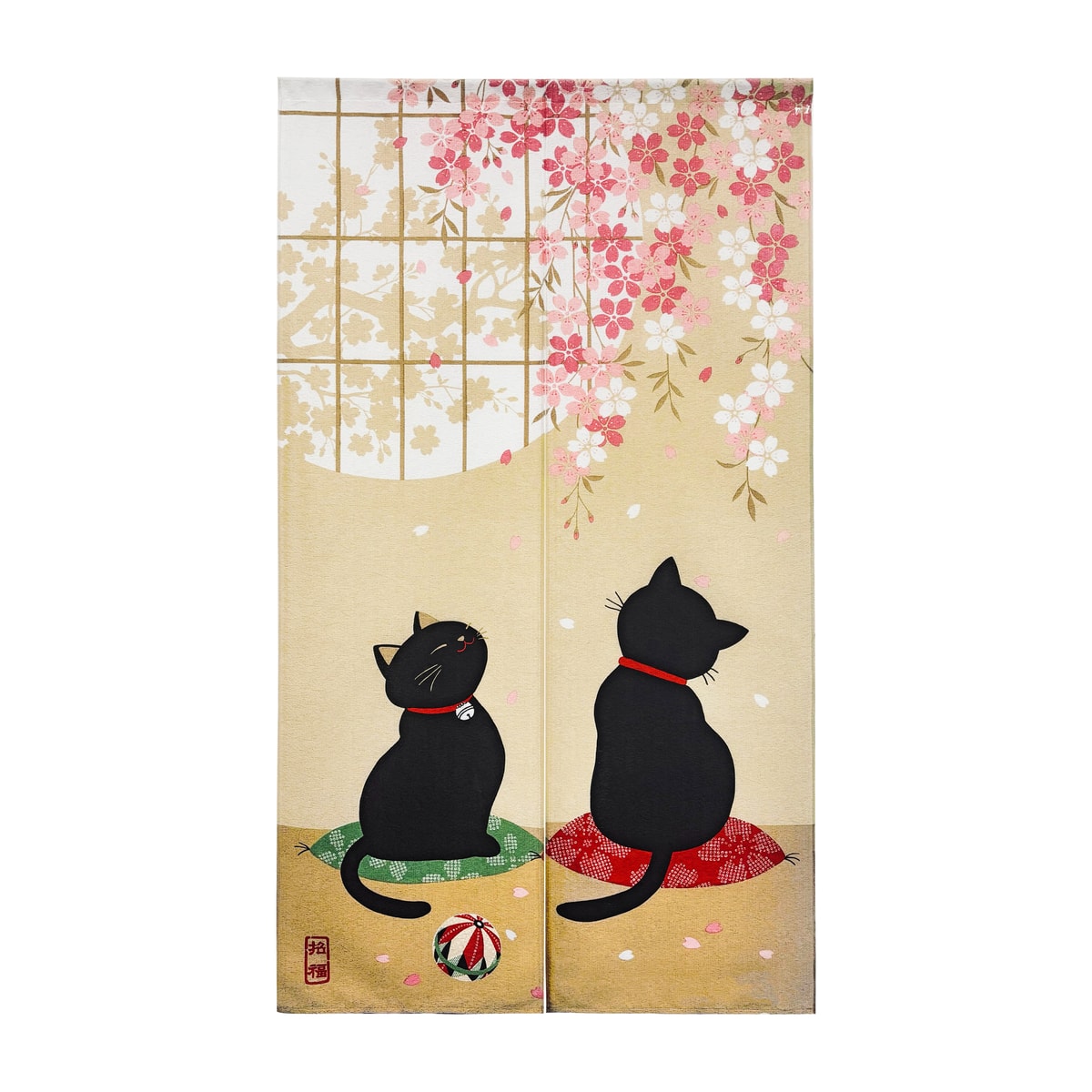 のれん】 桜クロネコ 幅85×丈150cm | かぜとゆきオンラインショップ