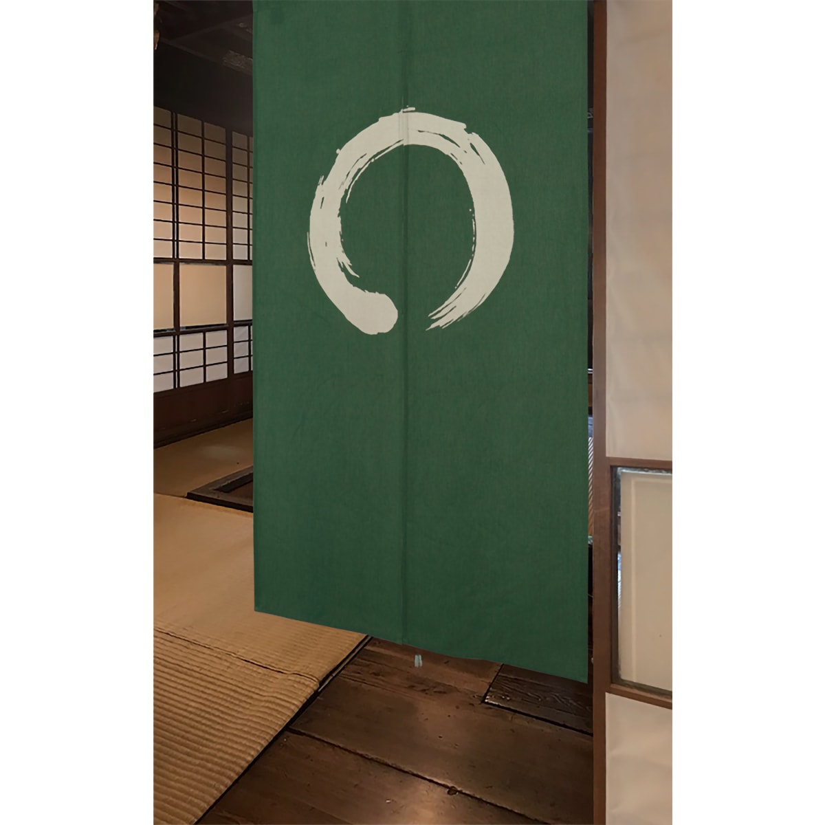 刺し子抜染のれん】 円相 幅85×丈150cm | かぜとゆきオンラインショップ