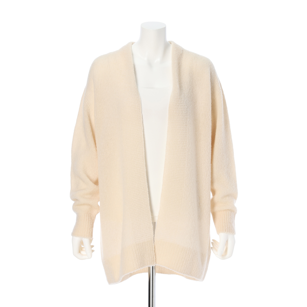 【INDIVI(インディヴィ)】ブークレ着流しニットカーディガン