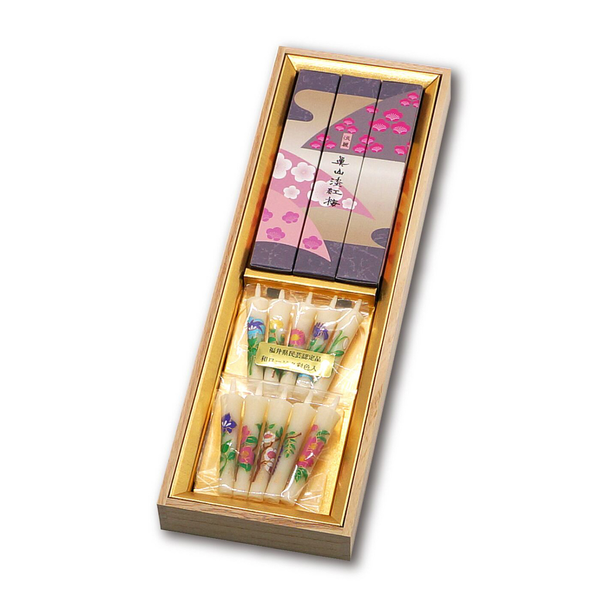線香 眞山 淡紅梅（3箱）絵ローソク（10本）セット