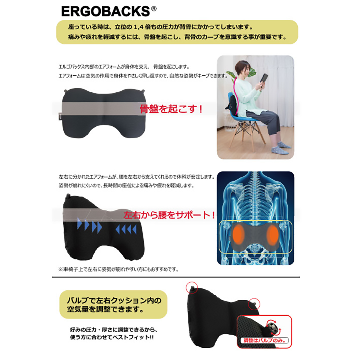 腰サポートエアークッション