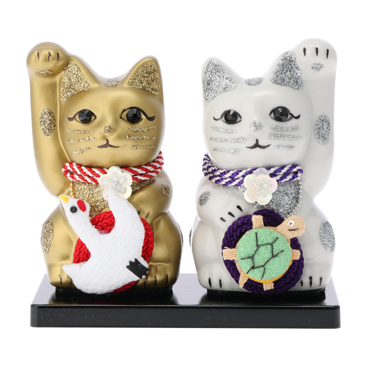 「ご縁猫」かぜとゆきオリジナル 縁起物ペア 鶴と亀